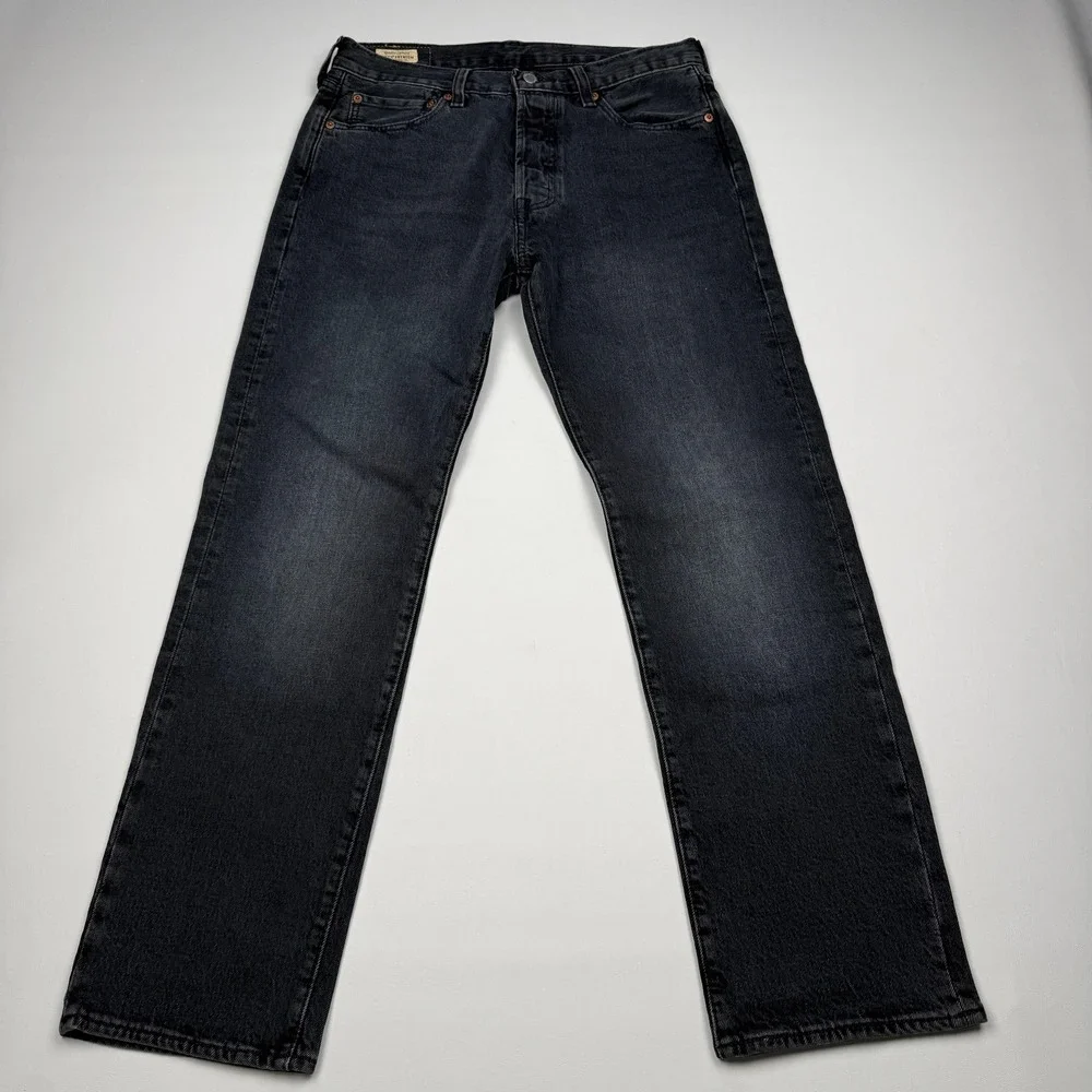 Levis Premium 501 Jeans Mens 32x30 Blue Straight Leg Button Fly Stretch Denim